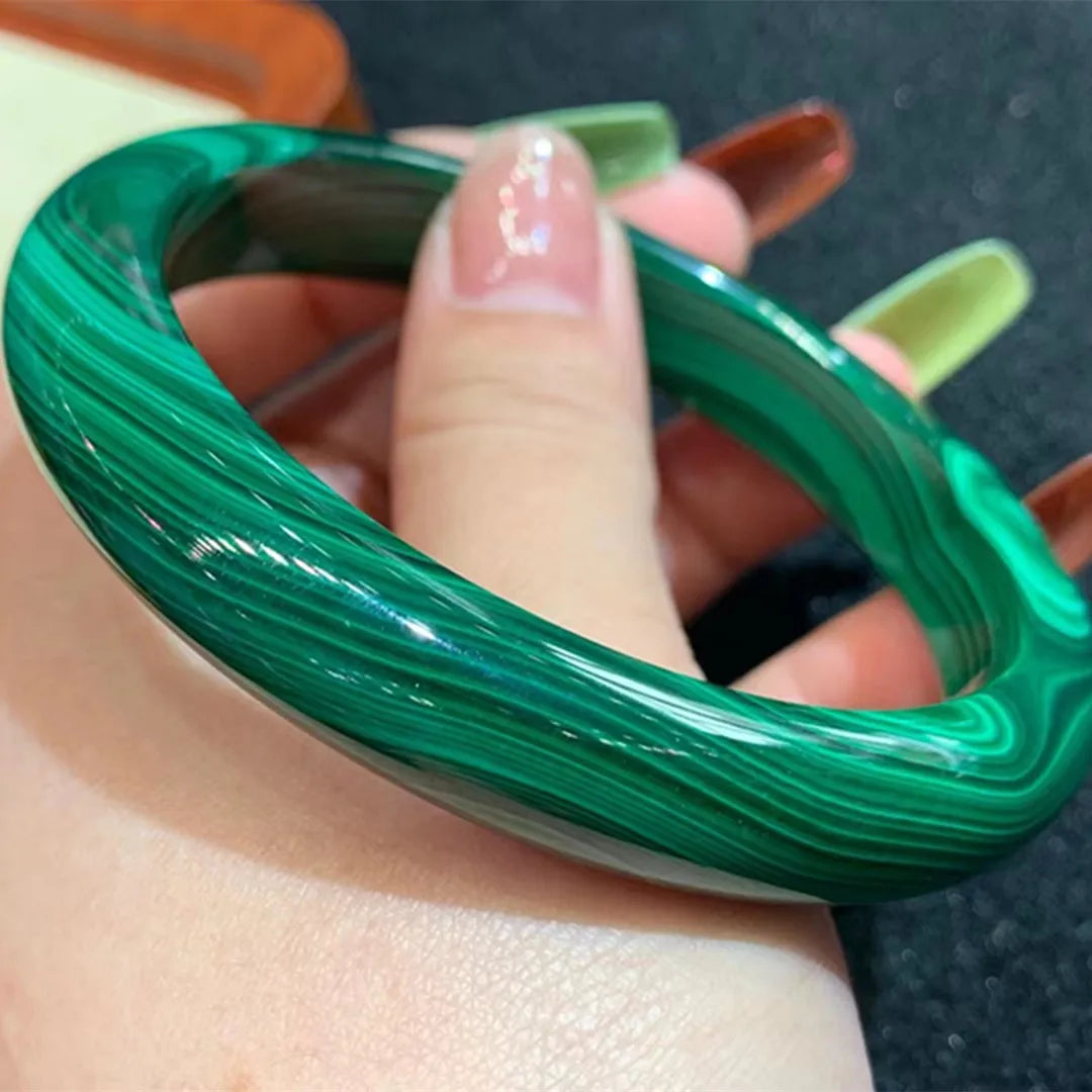Natural Malachite Bracelet – Reiki Healing Crystal Bangle for Women