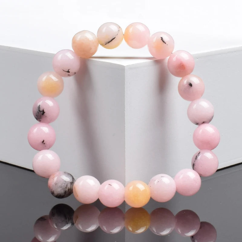 Natural Stone Pink Opal Beads Bracelet