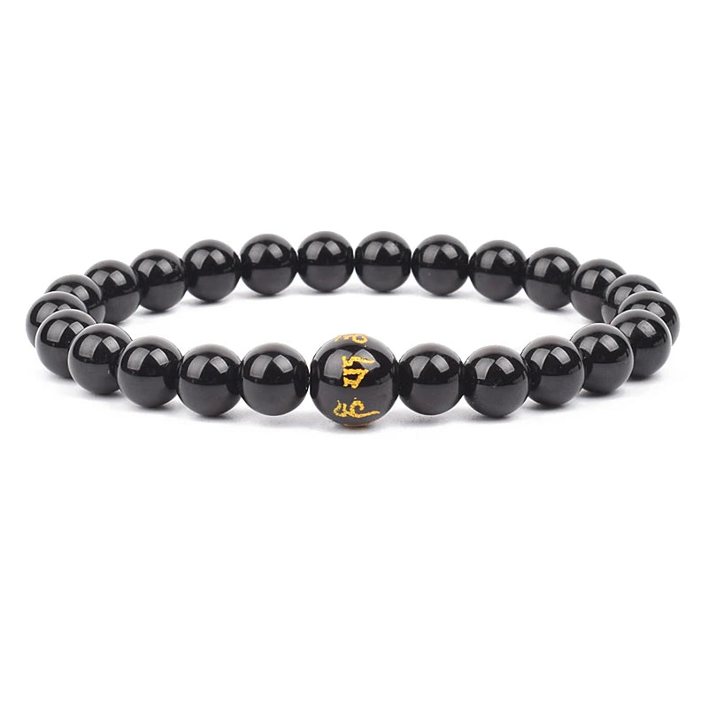 Feng Shui Black Obsidian Stone Beads Bracelet