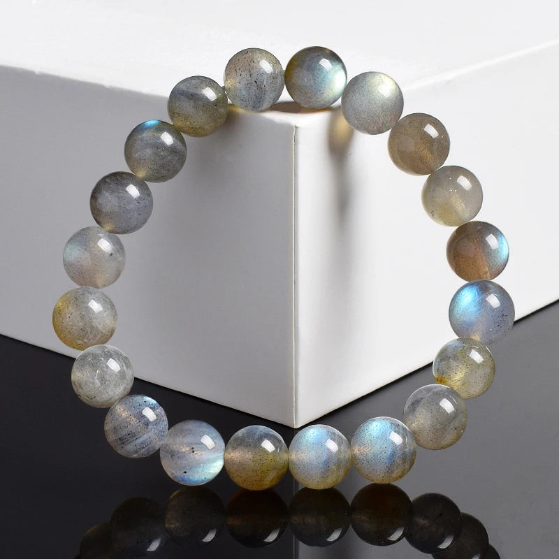 Natural Grey Labradorite Bracelets Flash Smooth