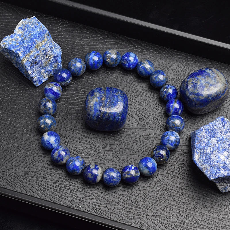 Real 5A Natural Lapis Lazuli Stone Beads Bracelet