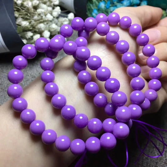 Natural Purple Phosphosiderite Bracelet – 9mm Round Gemstone Beads for Women