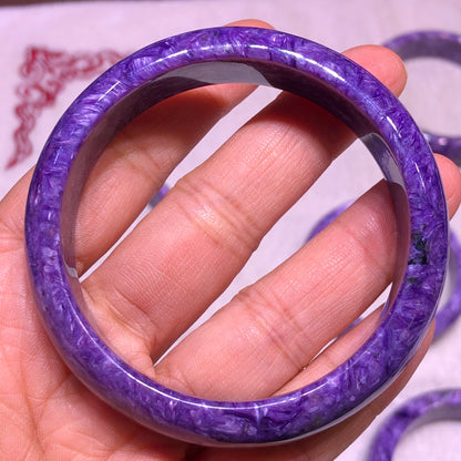 Natural Charoite Bracelet – Reiki Healing Crystal Bangle for Women
