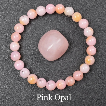 Natural Stone Pink Opal Beads Bracelet