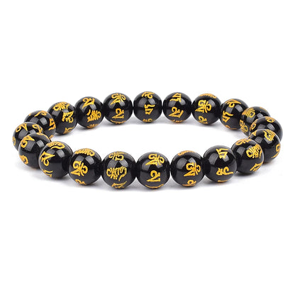 Feng Shui Black Obsidian Stone Beads Bracelet