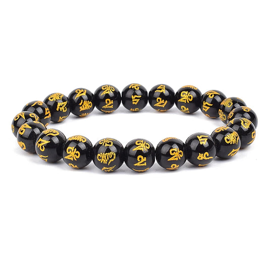 Feng Shui Black Obsidian Stone Beads Bracelet