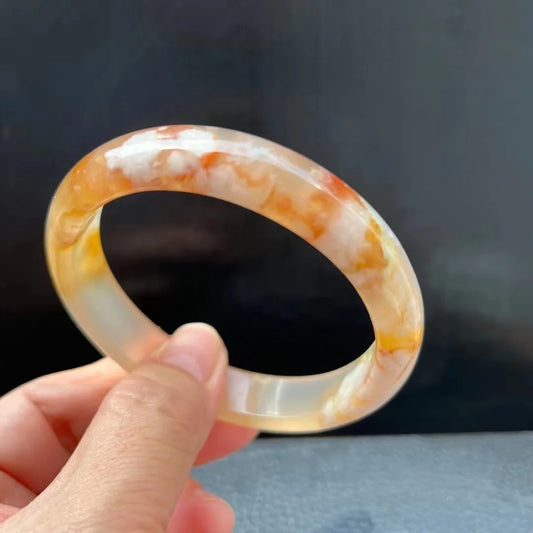 Natural Sakura Flower Agate Bracelet – Crystal Bangle for Women