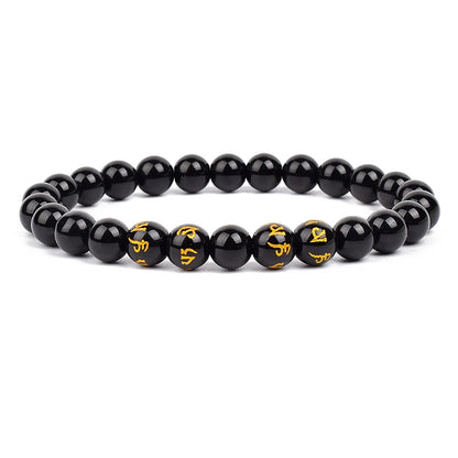 Feng Shui Black Obsidian Stone Beads Bracelet