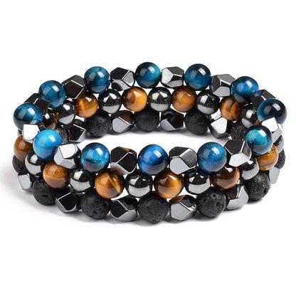 Fashion Men Bracelet Hematite Tiger Eye Stone