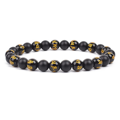 Feng Shui Black Obsidian Stone Beads Bracelet