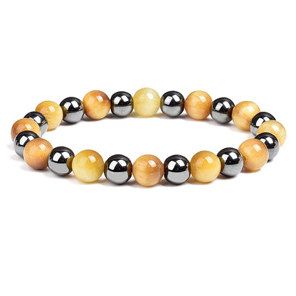 Fashion Men Bracelet Hematite Tiger Eye Stone