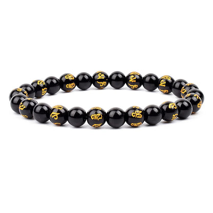 Feng Shui Black Obsidian Stone Beads Bracelet