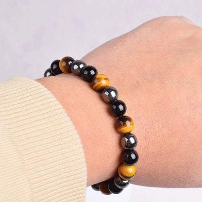Triple Protection Bracelet Tiger Eye Black
