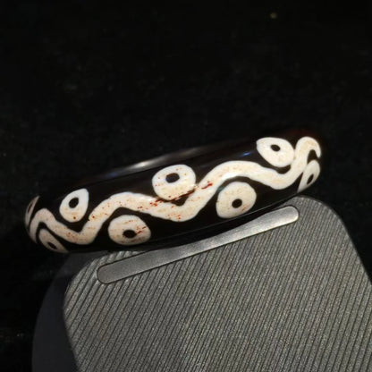 Old Agate Dzi 20-Eyes Bracelet – Cinnabar Dot Natural Stone for Women