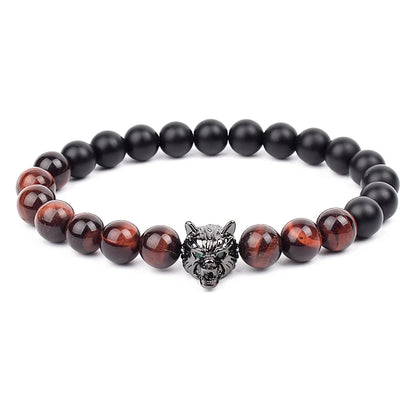 Bracelet Men Black Matte Agates Bead Vintage