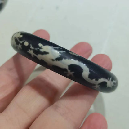 Old Agate Dzi Dragon Totem Bracelet – Natural Stone for Women