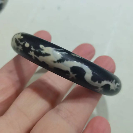Old Agate Dzi Dragon Totem Bracelet – Natural Stone for Women
