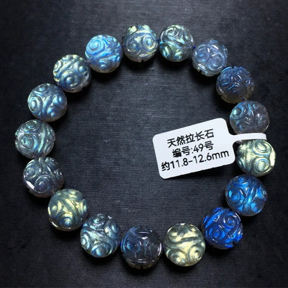 Natural Colorful Labradorite Bracelet – 9–12mm Beads for Women & Men