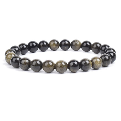 Feng Shui Black Obsidian Stone Beads Bracelet