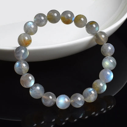 Natural Grey Labradorite Bracelets Flash Smooth
