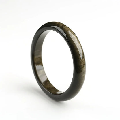 Natural Obsidian Bracelet – Cat’s Eye Golden Sheen Stone Bangle for Unisex