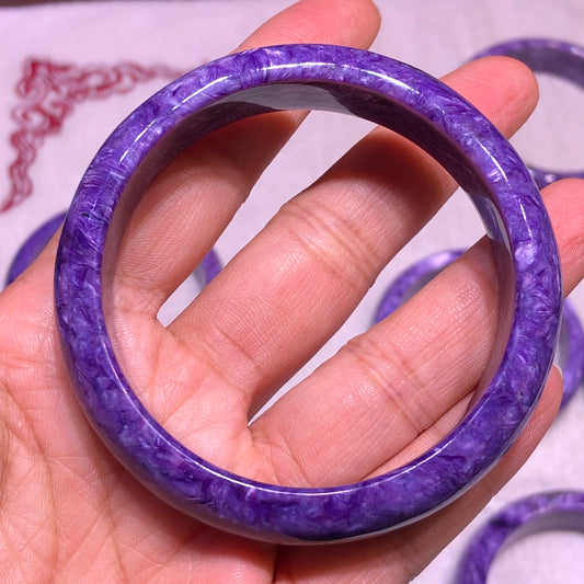Natural Charoite Bracelet – Reiki Healing Crystal Bangle for Women