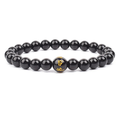 Feng Shui Black Obsidian Stone Beads Bracelet
